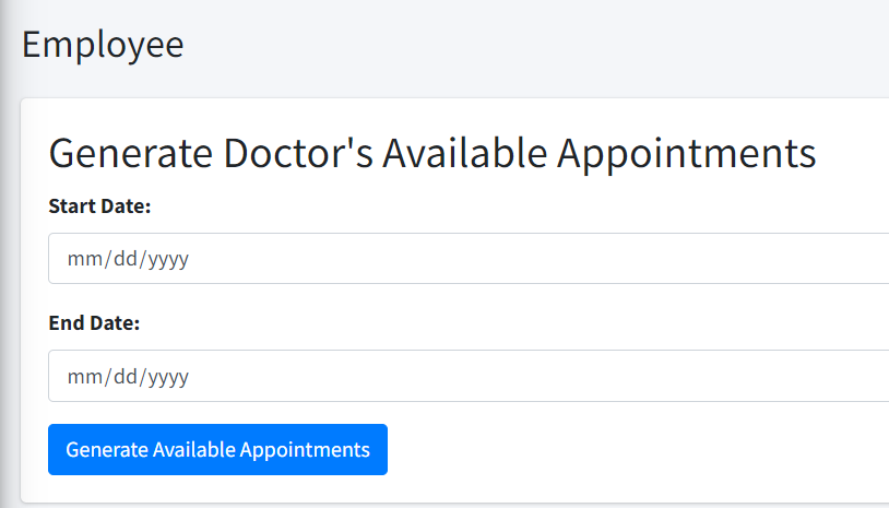 Generate available appointments form