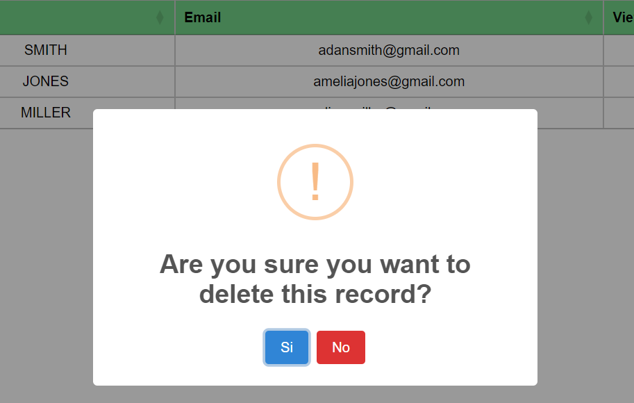 Delete confirmation message